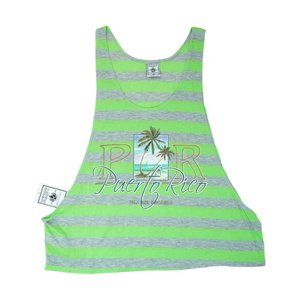 NWT Exist Miami Tank Top Women XL Stripe‎ Green/Grey Sides Scoop ~ Puerto Rico